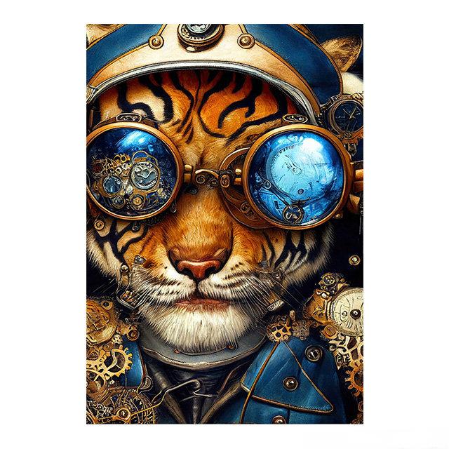 Steampunk Cat Wolf Astronaut Rabbit Poster Art Canvas Painting Retro Funny Animal Tiger Gorilla Poster Living Room Home Decor