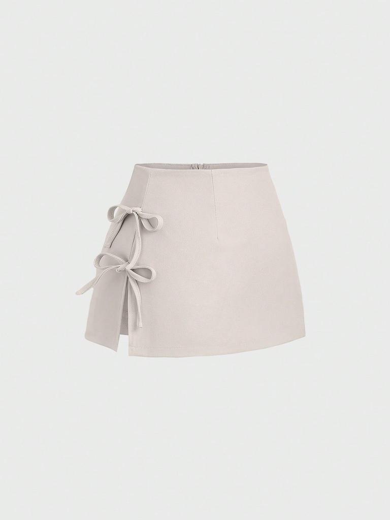 2026 Sexy Bow Tie Lace-Up A-Line Mini Skirt with Slit: Spring/Summer Essential