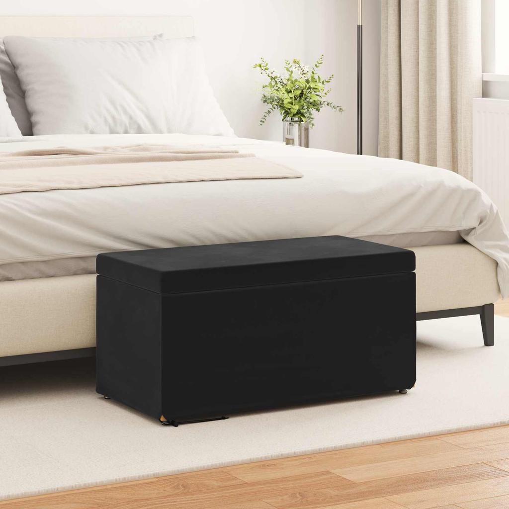 Black Stool 81 x 41 x 40 cm Velvet and Engineered Wood