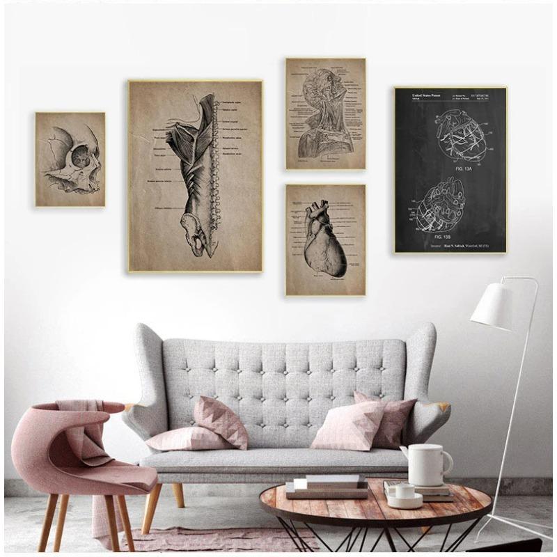 Anatomy skeleton Patent Vintage Poster Wall Art Print Canvas Painting Nordic Posters And Prints Wall Pictures For Living Room