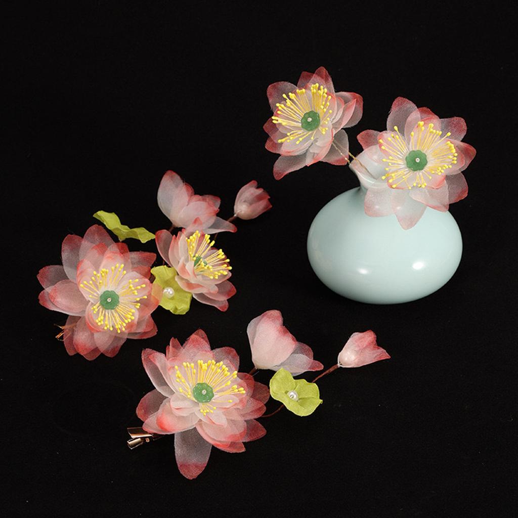 Hairpins Hair Clips with Lotus Decor Non-slip Versatile Beauty Bridal Headwear for Bridesmaid Wedding Banquet Party