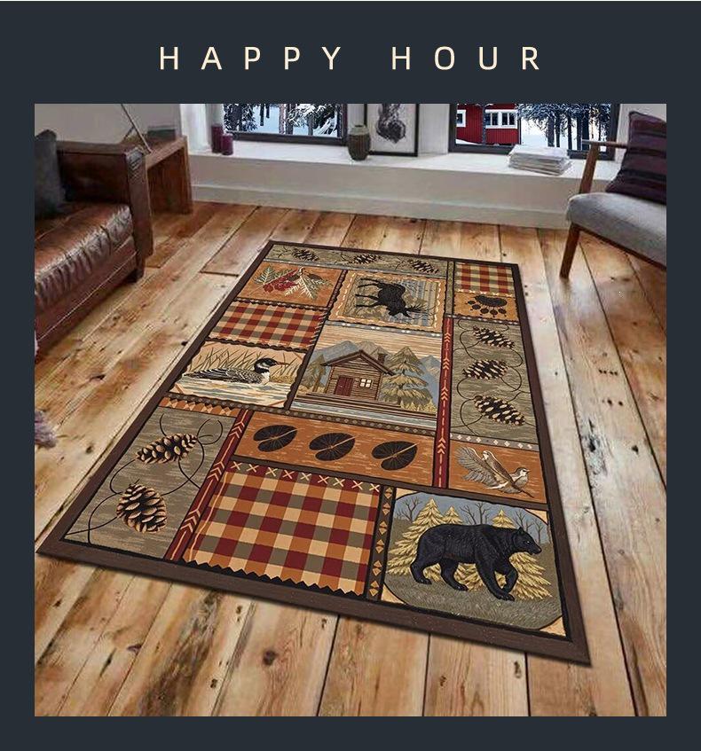 Retro Ethnic American Style Carpet for Living Room, Balcony & Bedroom