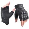 Leather Gloves for low-speed urban Motor Riding Gloves Half Finger for Men Fingerless Gloves Black