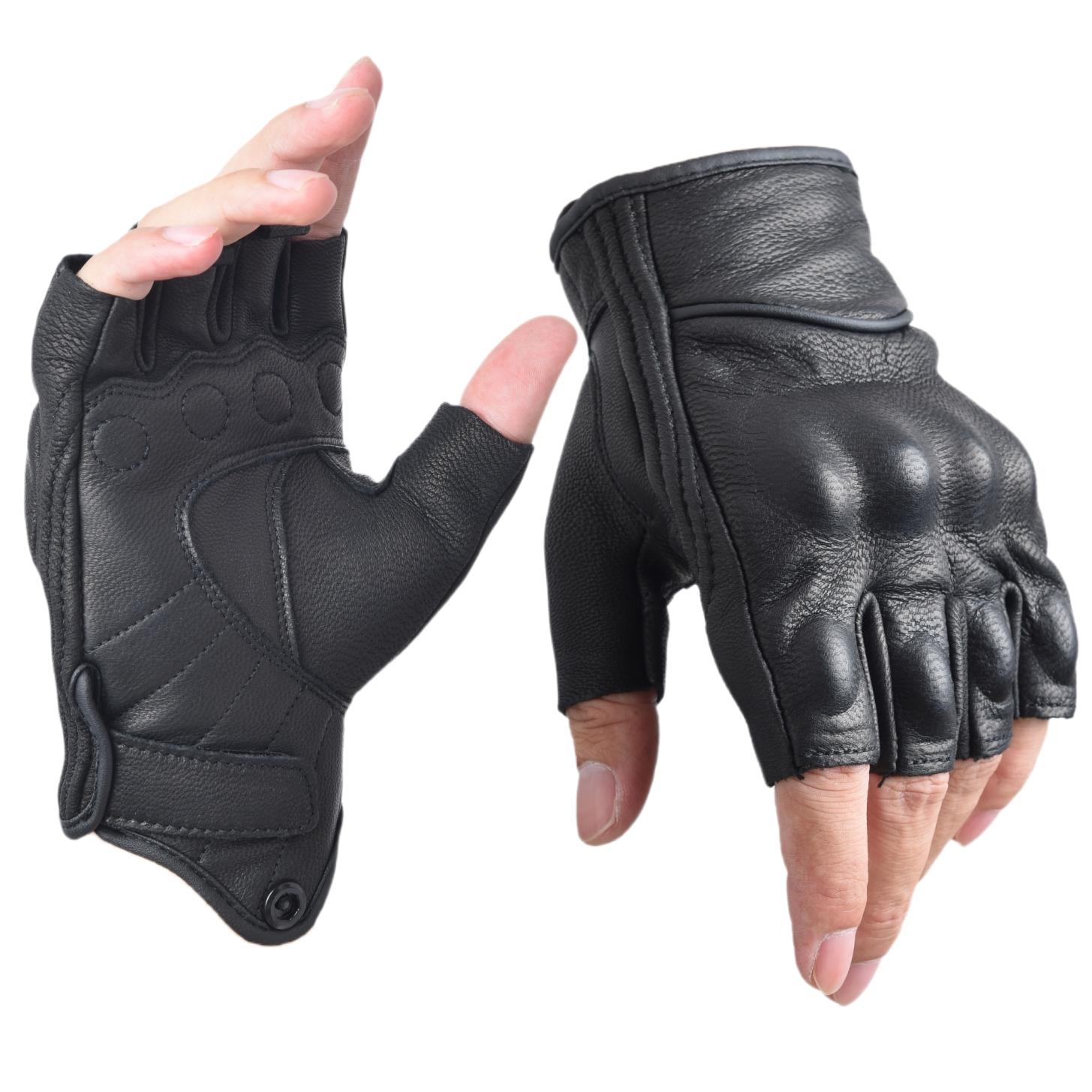 

Leather Gloves for low-speed urban Motor Riding Gloves Half Finger for Men Fingerless Gloves Black M чёрный