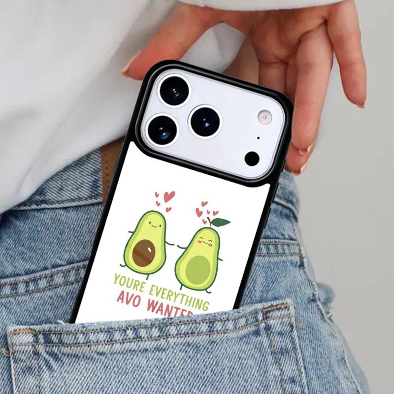 Cute Avocado Cartoon Phone Case for iPhone 16e 15 14 13 12 17 Pro Max Plus Air 17pro Cover Coque