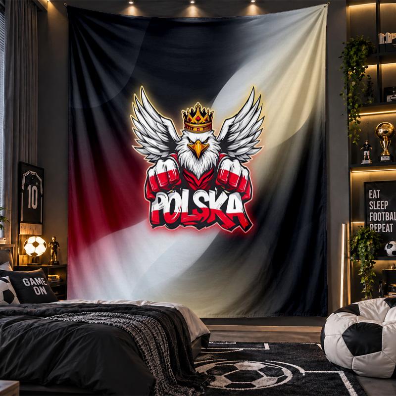 Wall Hanging Tapestry Poland Football Print Cloth for Living Room Bedroom Home Decor
