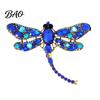 Long-lasting Luster Brooch Electroplated Alloy Brooch, Dragonfly Pin with Sparkling Rhinestones Inlaid, Daily Wear Jewelry Long Tail Design Badge for