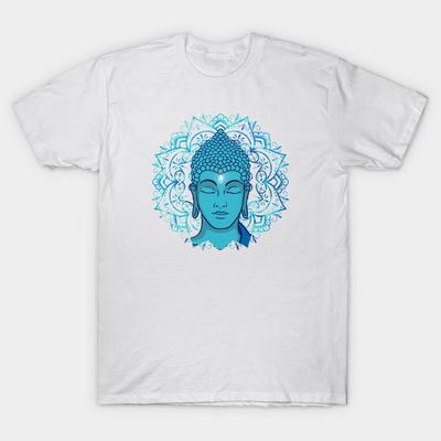 T Shirt Women Blue Face Of Buddha Mandala Harajuku Print Kawaii Tshirt Summer Short Sleeve Female T-Shirt Top Tee