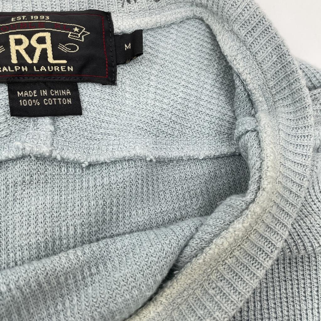 RRL Blue Cotton Thermal Long Sleeve T-shirt Tops M blueUsed