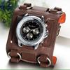 Men Punk Rock Gothic Vintage Retro Wide Strap Watch Male Clock Leather Bracelet Quartz Military Man Wristwatch