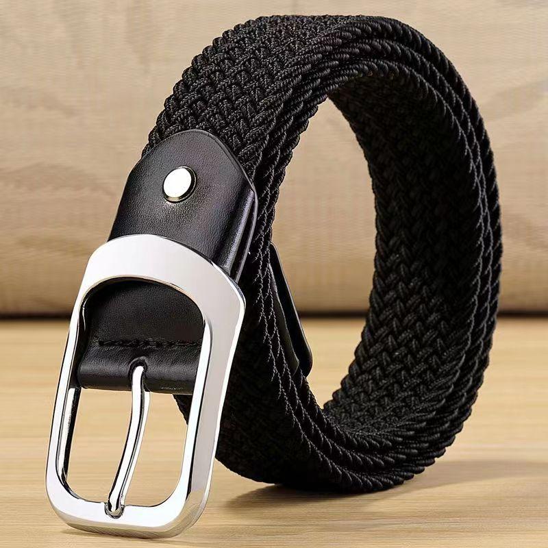 Universal Men'S And Women'S Woven Elastic Canvas Belt, Elastic And Non-Porous, Randomly Interspersed Belt, Breathable And Comfortable Belt