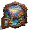 Desert Landscape Wooden Jigsaw Puzzle with Irregular Pieces, Original Piggy Bank Design, Decompression Gift Toy