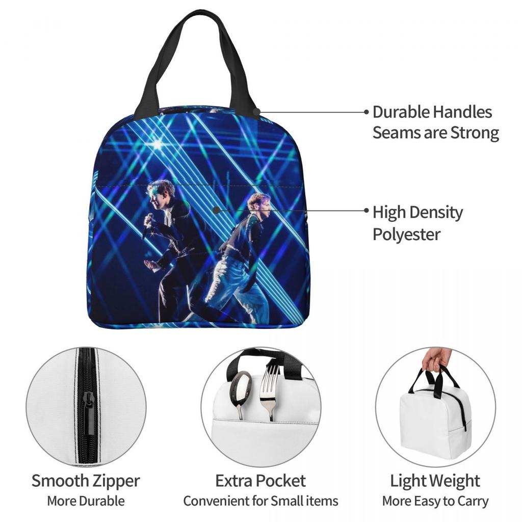 Marcus And Martinus Sweden Norway Eurovision Insulated Lunch Bag for Women Children Portable Food Boxes Thermal Lunch Box Tote