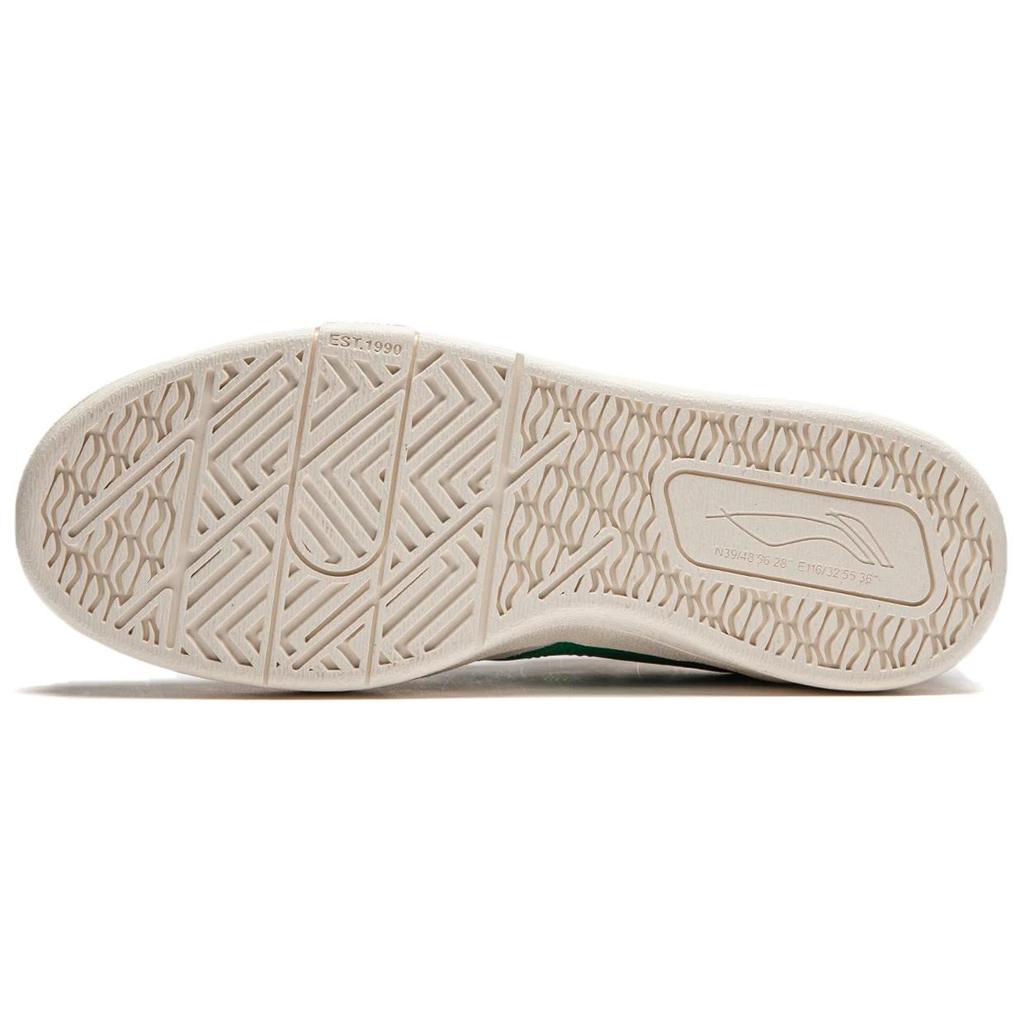Li Ning Zhengrong 92S Slip Resistant Cushioning Abrasion Resistant Low top Skateboard Shoes Women's White Green AEPU024-3
