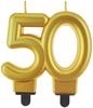 Cake Candle 50 Metallic Gold Birthday 8cm