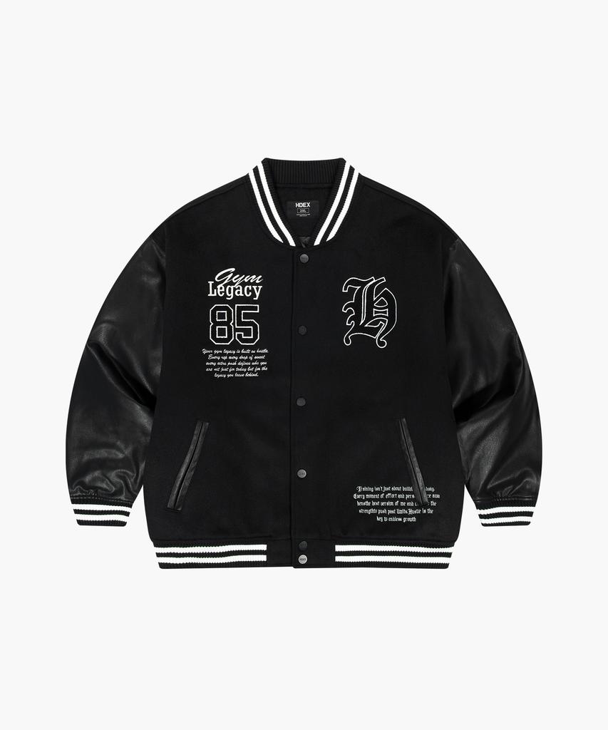 Hdex Padded Varsity Wool Jacket (Black)