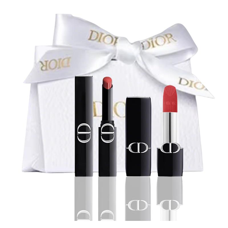 

DIOR Lipstick Two-piece set: Blue Gold Lipstick #720 Sandalwood Nude Velvet + Stunning Lipstick #226 Fearless Love Warm Soft Pink синий