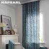 1PC NAPEARL Bohemian Style Blue Geometric Print Curtain with Fringe Semi Blackout for Small Windows Balcony Home Decor