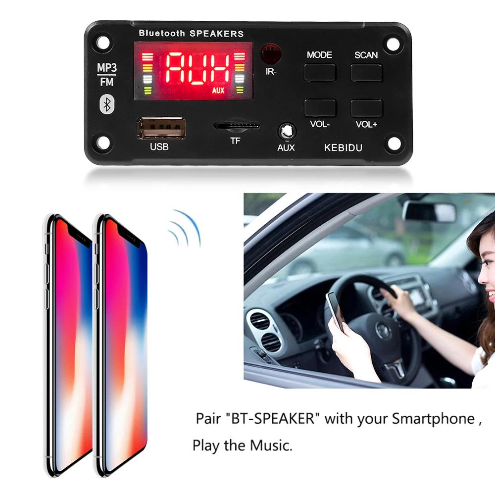 Wireless Bluetooth 5.0 9V-24V MP3 WMA Decoder Board Car Audio USB TF FM Radio Module Color Screen MP3 Player with Remote Control
