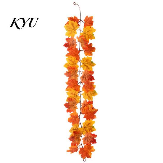 Thanksgiving Home Decor Artificial Fall Maple Leaf Garland, Autumn Foliage Hanging Vine, Harvest Party Decorations Reusable for Fireplace Staircase