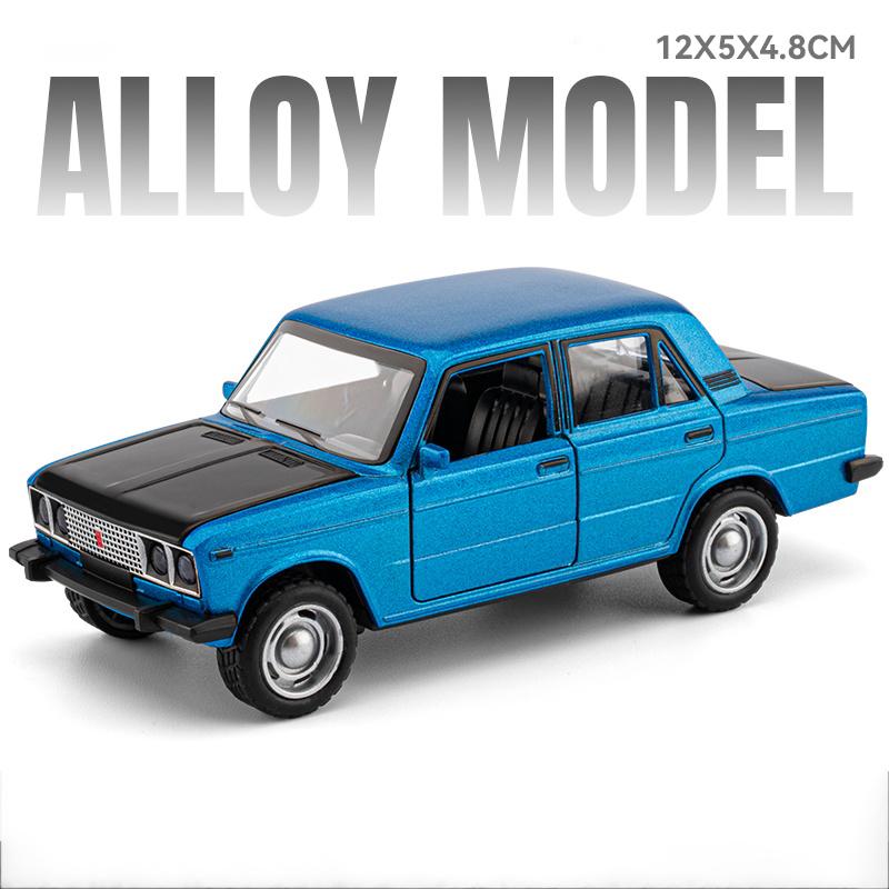 1:36 Retro Limousine Lada Doppel Scheinwerfer Auto Modell Spielzeug Öffnbares Dach Exquisite Reifen Feine Details Fahrzeuge Geschenk Für Modellbau Enthusiasten blue