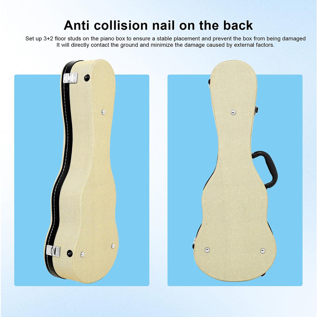 M MBAT Ukulele Bag 23 Inch Thickened Hardened Moisture-Proof Waterproof Box Leather+Metal Materical Backpack Mini Guitar Parts