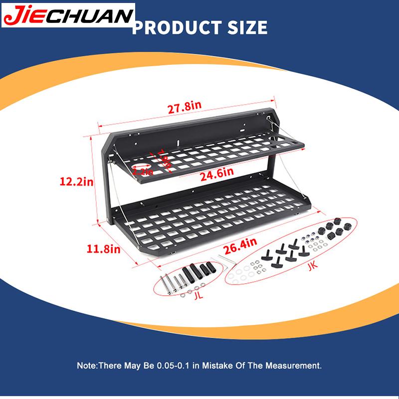 JIECHUAN Tailgate Foldable Table Rear Door Storage Rack Accessories For Jeep Wrangler JK 2007-2017 For Jeep Wrangler JL 2018 Up
