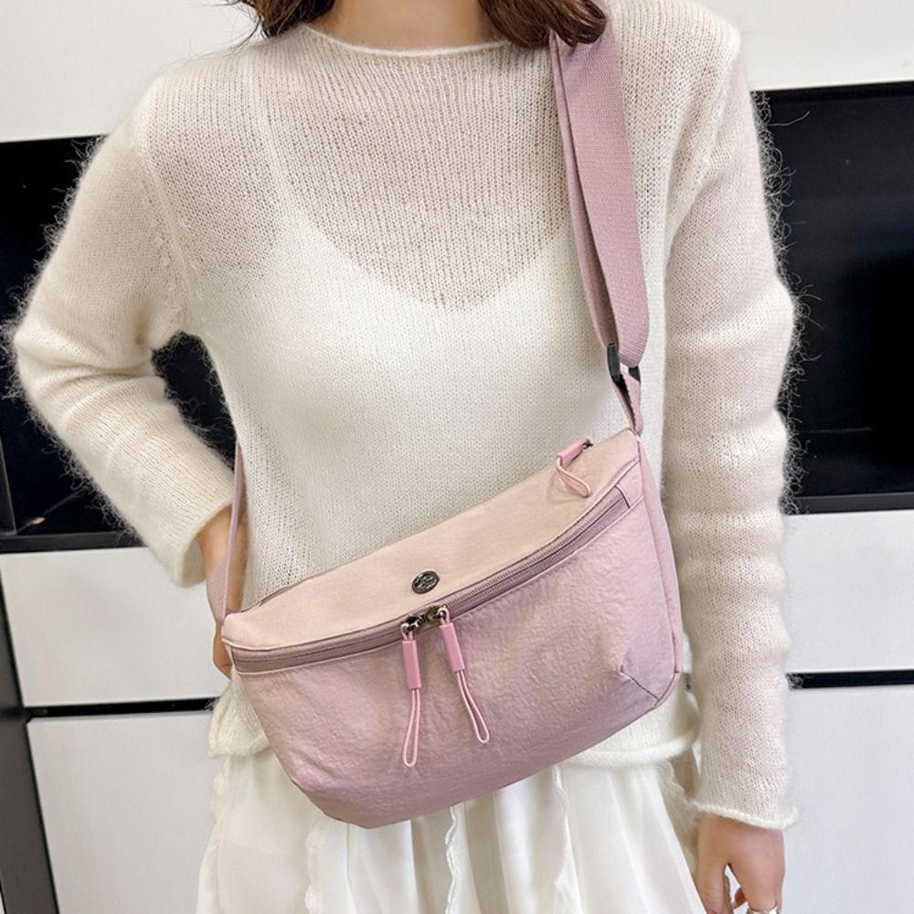 Casual Nylon Shoulder Bag Wide Shoulder Strap Dumpling Bag Oxford Cloth Crossbody Bag  Travel
