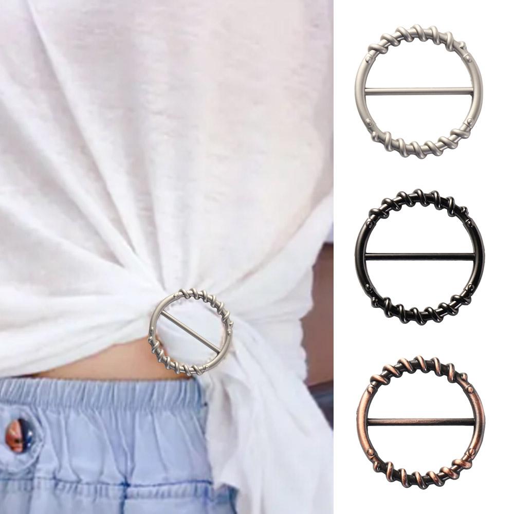 Multifunctional Round Metal Scarf Buckle Clothing Corner Knotted Buckles  T-shirt Buckle
