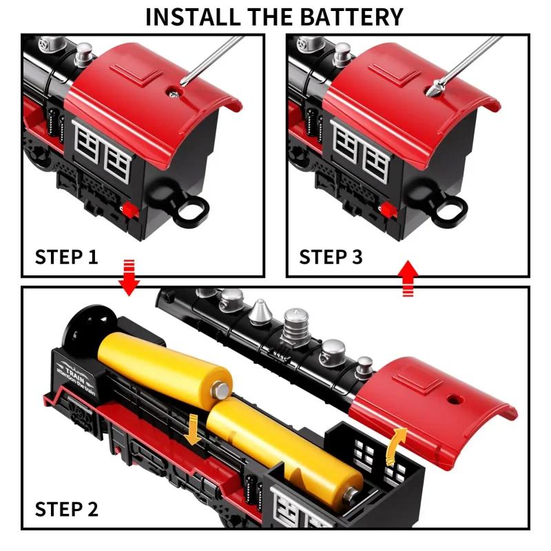 Işıklı ve Sesli Erkek Çocuk Oyuncak Trenleri Noel Ağacı Altı İçin Oyuncak Tren Ray Seti Küçük Çocuk Model Trenler Noel Hediyeleri