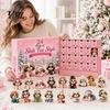 Kreative Weihnachts-Raumdekoration Shih Tzu Adventskalender, 24-Tage Countdown Spielzeug-Set mit Mini-Hund 24 Tage Festliche Dekorationsfiguren, Baumhänge-Dekoration,
