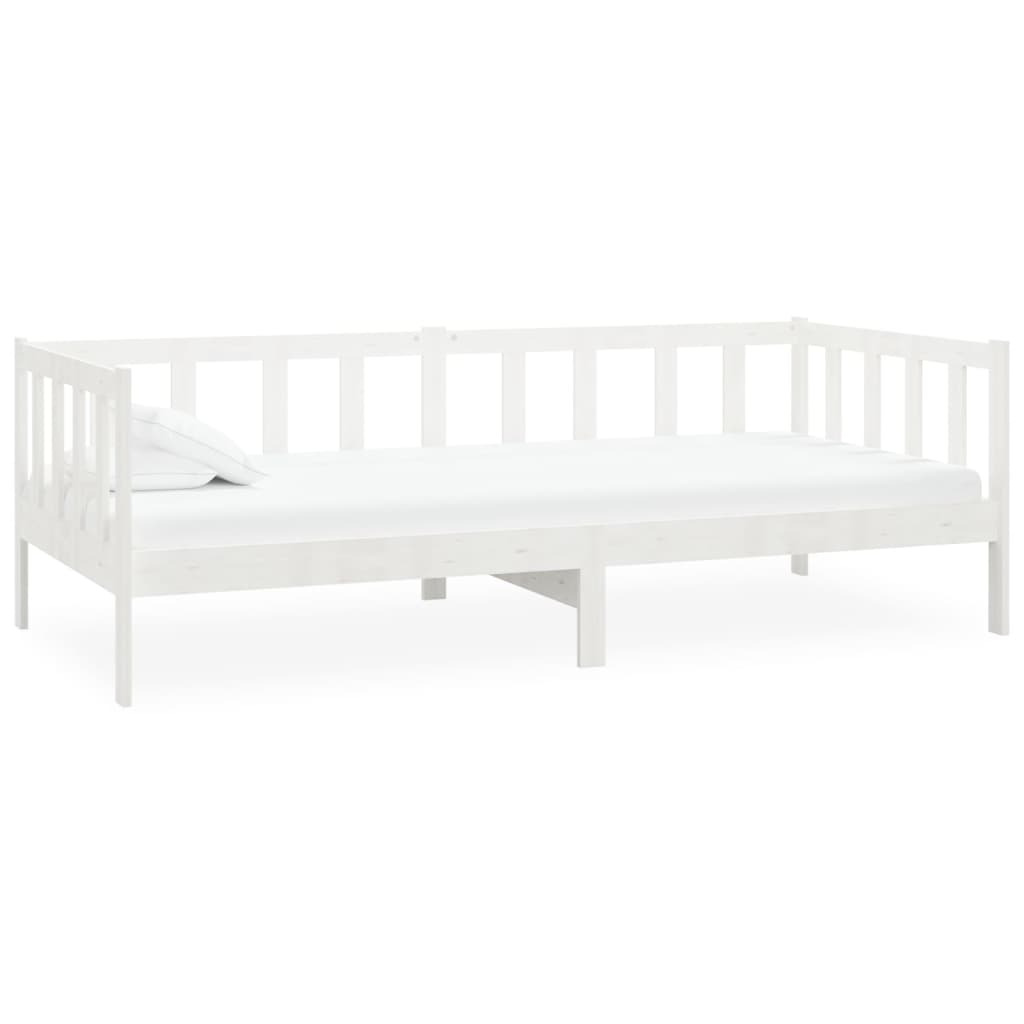 Vidaxl Daybed with Mattress, 90X200 Cm, White, Pine Wood