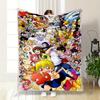 Eine bunte Collage mehrerer Anime-Charaktere in dynamischen Posen. Decke für alle Jahreszeiten Mittagspause Überwurf Geschenk