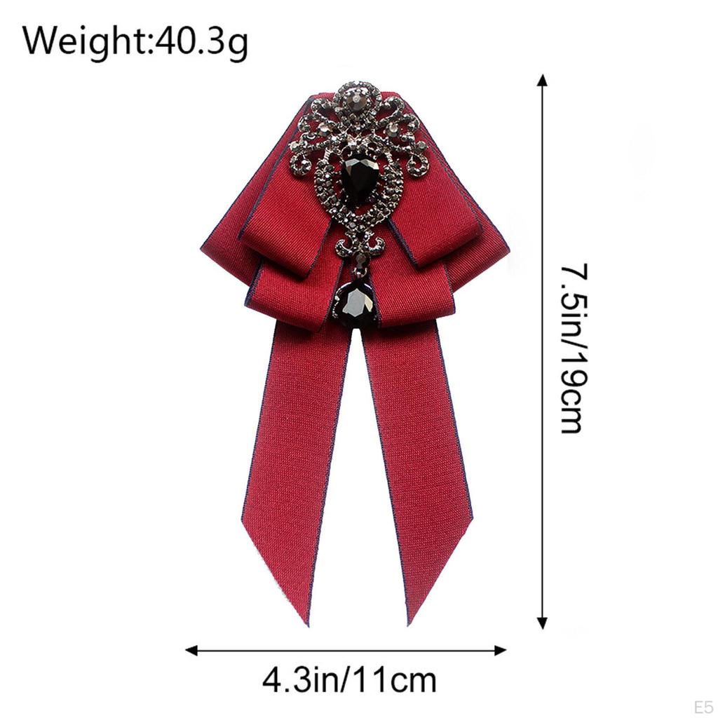 Bow Tie for Women Bowknot Necktie Vintage College Style Elegant Ribbon Formal Fashion Brooch Pin