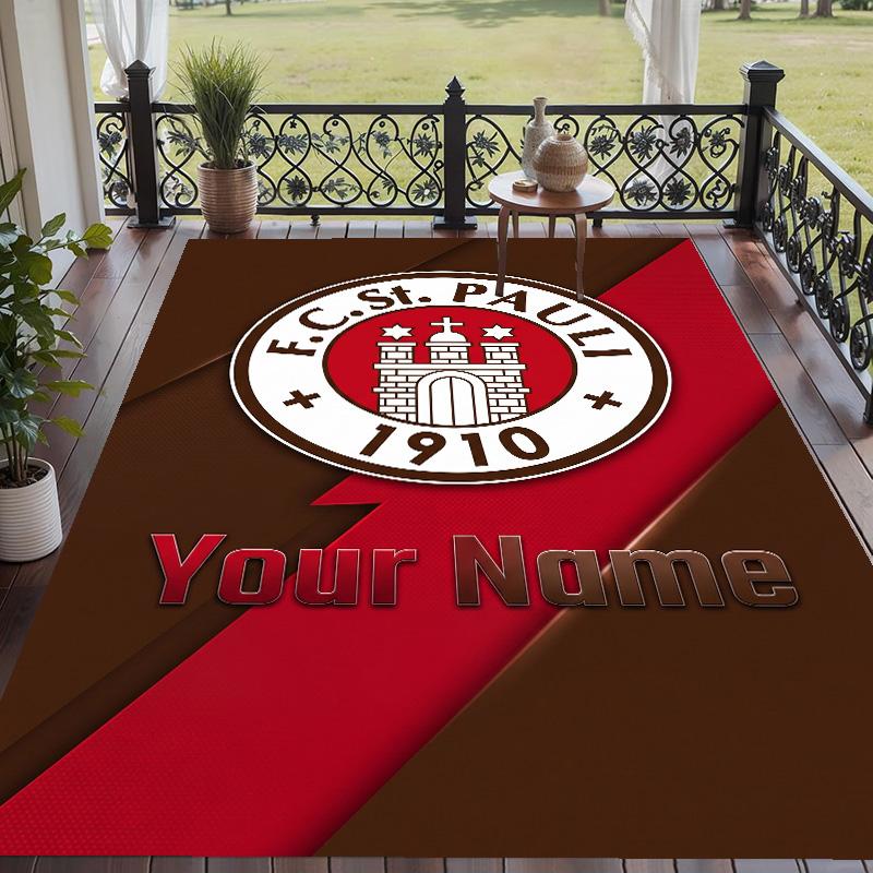 Custom Text Printed Rug FC St. Pauli Non Slip Floor Carpet For Home Room Decor