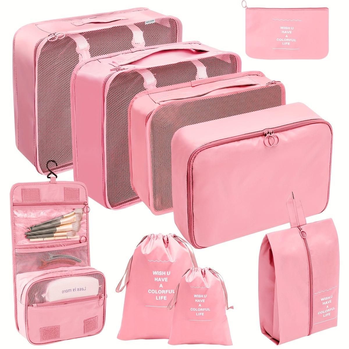 

Дорожный органайзер Сумки для хранения Чемоданы Упаковка Кубики Набор Чехлы Портативный багаж Одежда Обувь Аккуратный Чехол Складной розовый