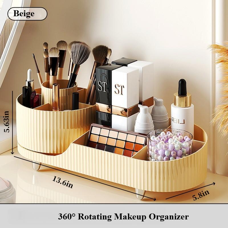 360°Rotating Makeup Organizer for Vanity Makeup Brush Holder Cosmetic Organizer Lipstick Eyebrow Pencil Holder Jewelry Container