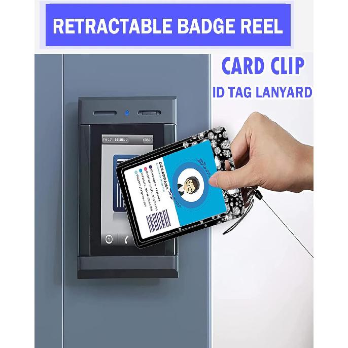 Badge Reels Retractable with Carabiner Reel Clip, ID Name Tag Work Badge Holder Belt Ferrule, Identity ID Badge Holder Cover Case for Office Work