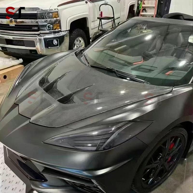 Chevrolet Corvette C8 Carbon Fiber Engine Hood Bonnet Front Cover Body Kit