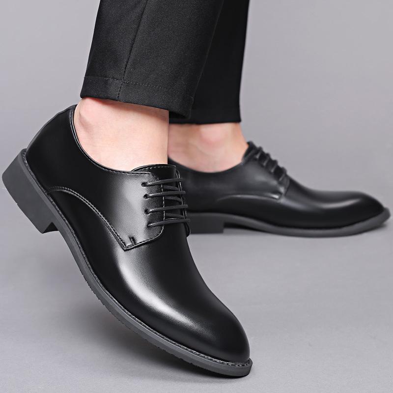 Men's Breathable Leather Shoes Black Soft Leather Soft Bottom Spring and Autumn Best Man Men's Business Formal Wear Casual Shoes