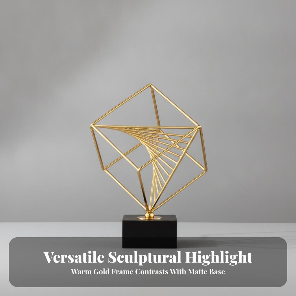 Wireframe Cube Ornament Decorative Shelf Decor Industrial for Office, Study