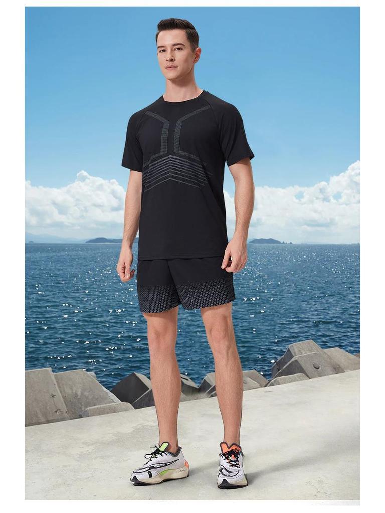 Men's Quick-Dry Antibacterial Sun-Protective Sports T-Shirt - Breathable Short Sleeve for Summer Fitness