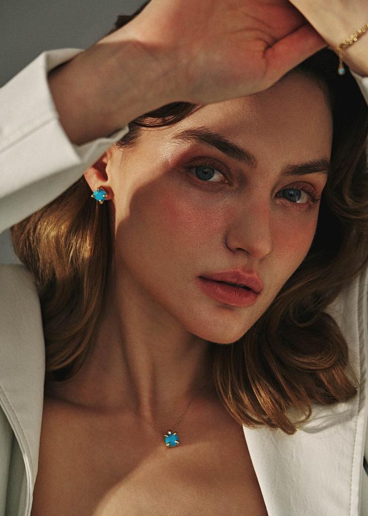 Anon Turqouise Giant Prong Necklace_Gold