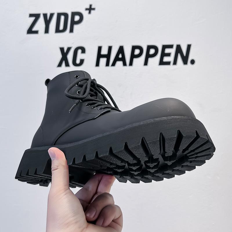 Martin Boots Men's 2024 New Black High-top Leather Shoes Heightening Medium-help Tooling Short Boots Tide 8231-A