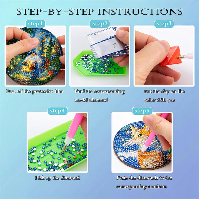 8 Piece Set of Diamond Painted Dwarf with Holder DIY Diamond Craft Kit Creative Art Supplies Perfect Gifts for Beginners and Crafters