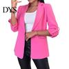 Button Sleeve Blazer Women Suit Coat Autumn Winter Long Sleeved Cardigan Lined Jacket Casual Lapel Solid Color for Business Daily Wear