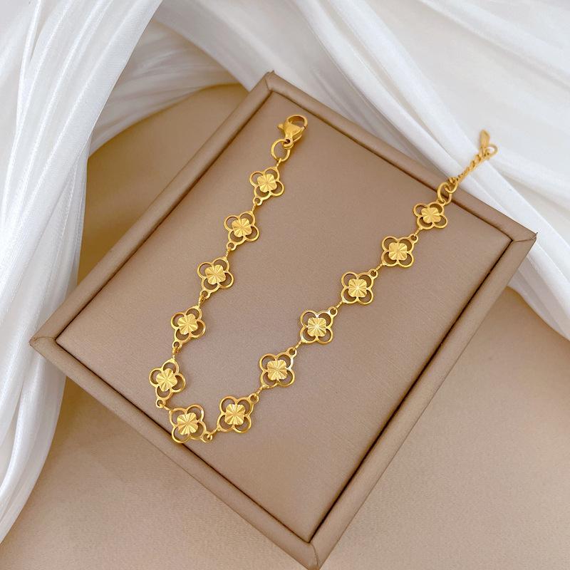 Dongdaemun Personality Minimalist Wind Empty Four Leaf Flower Chain Bracelet Female Retro Girlfriend