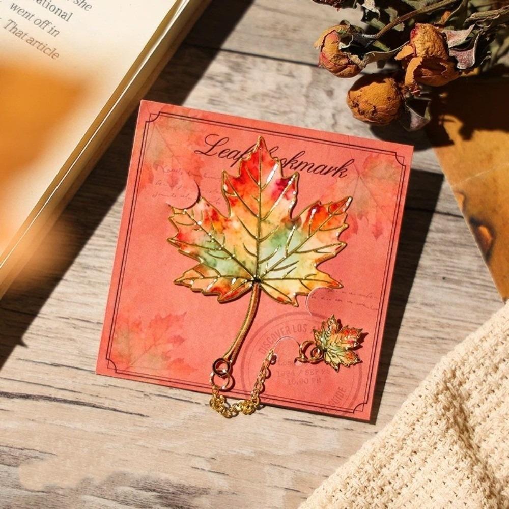 Exquisite Craft Leaf Bookmark Gilt-Edged Reading Bookmark Book Separator  Book Accessories