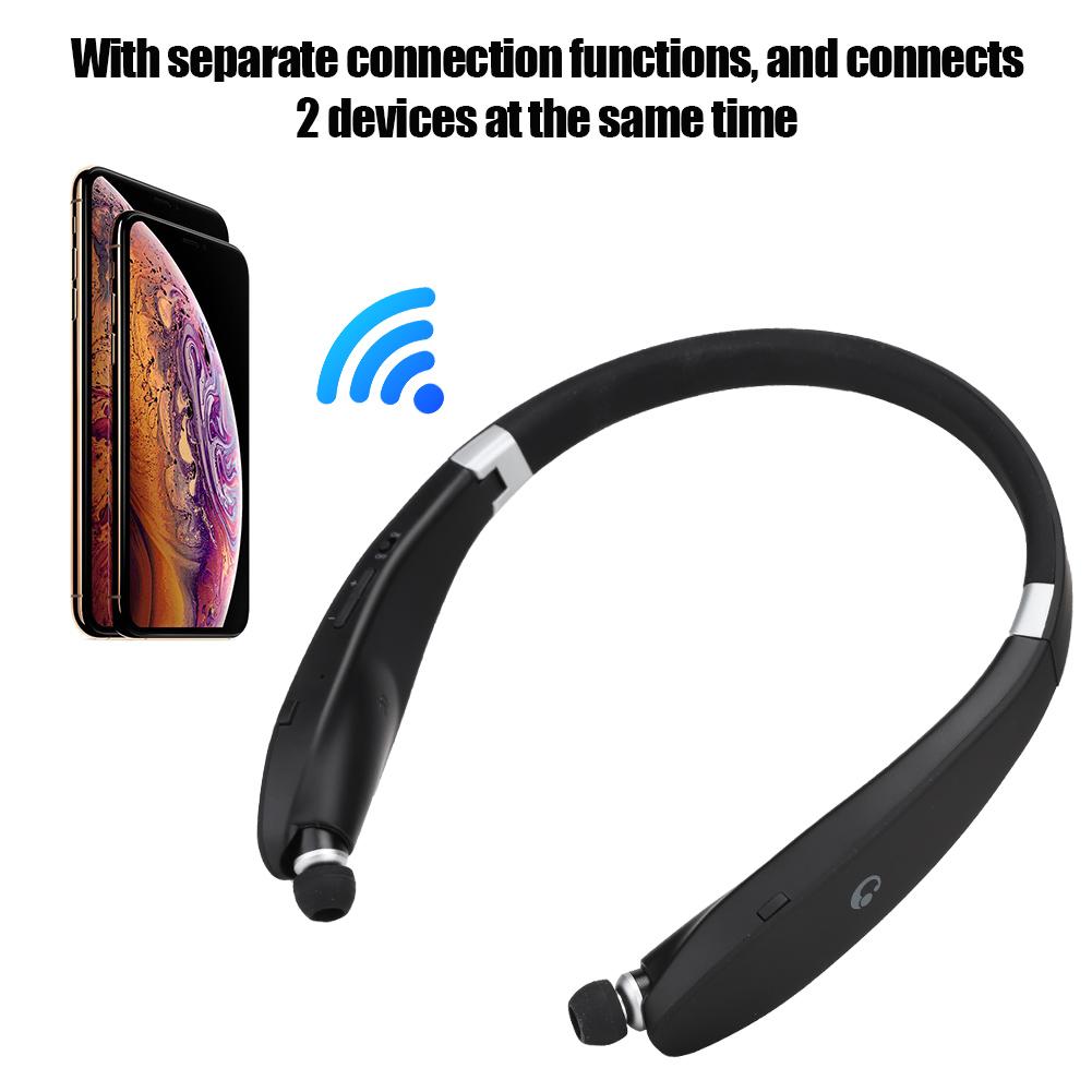 SX 991 Foldable Neck Hanging Type Telescopic Headset Wireless Bluetooth Earphone(Black)