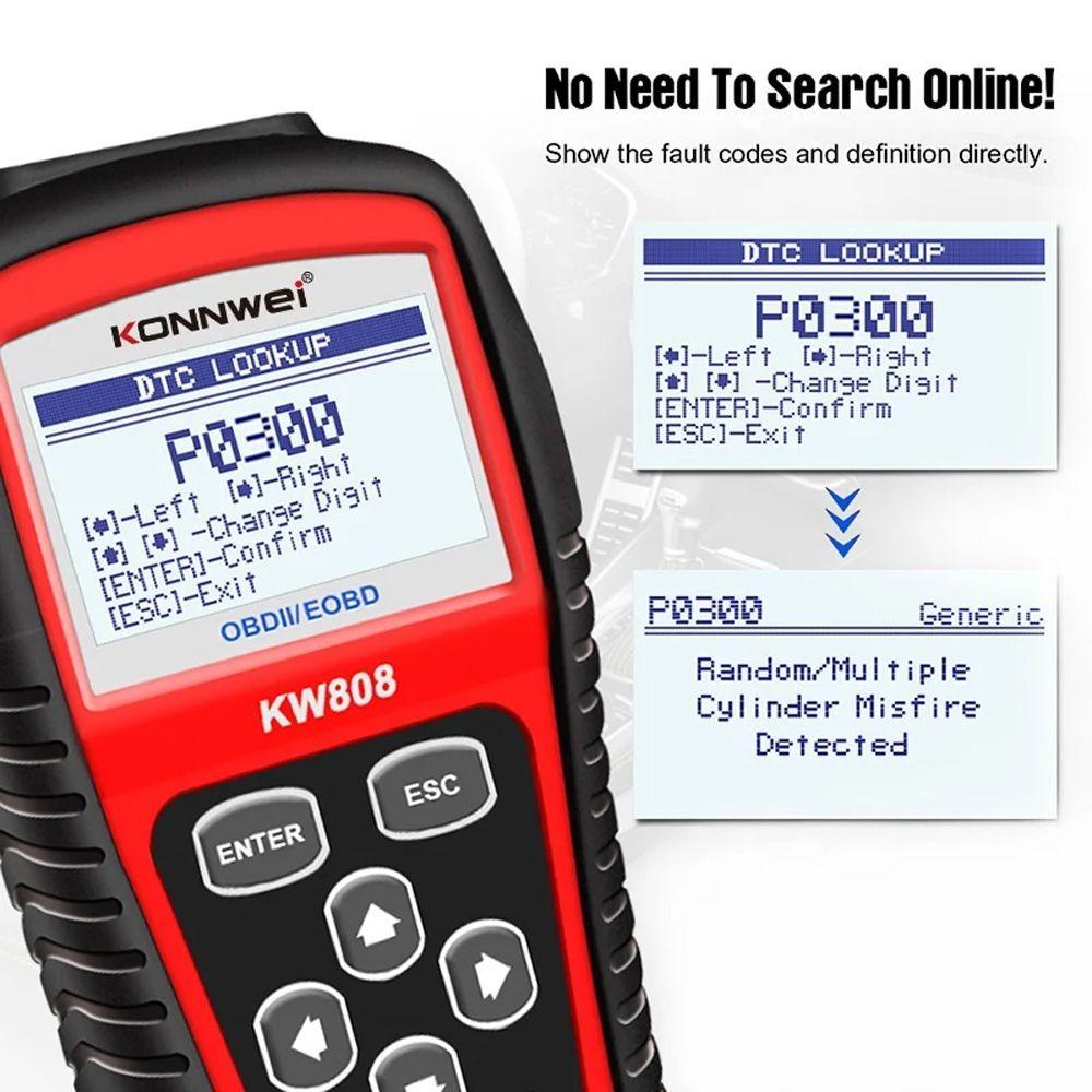 KONNWEI KW808 OBD2 Auto skener OBD2 Automotive Diagnostic Scanner Tool Nástroje na čítanie chybových kódov motora pre autá